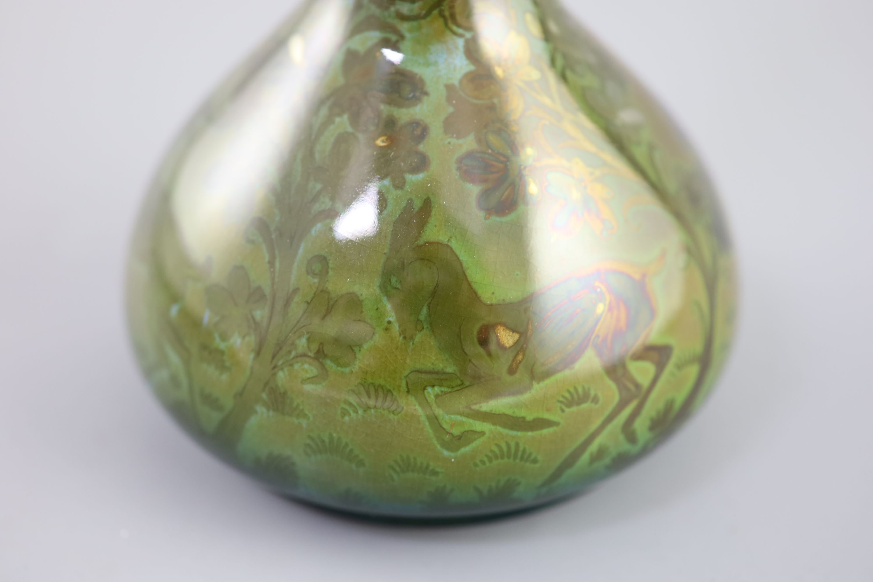 Richard Joyce for Pilkington Royal Lancastrian. A lustre bottle vase, 22.3cm high